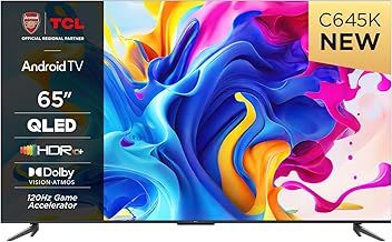 TCL 65C645K 65" QLED 4K Ultra HD HDR Android Smart TV (Google Assistant, Freeview Play, Dolby Atmos, Dolby Vision, HDR10+, 120Hz Game Accelerator, Motion Clarity) (65")