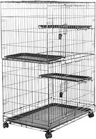 Amazon Basics 3-Tier Large Cat Playpen, Durable and Pliable cat Cage Box Crate Kennel, Black, 91 cm L x 56 cm W x 130 cm H