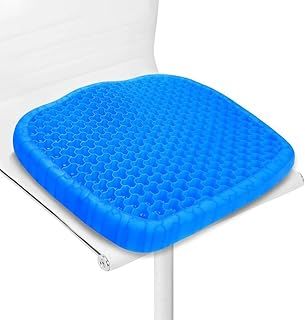 Wenisuow Gel Seat Cushion with Cover, Double Thick Egg Seat Cushion Cool Breathable Lumbar Support Chair Cushion Large Size Chair Gel Cushion for Car/Office/Home/Wheelchair