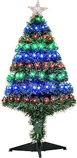 HOMCOM 3 Feet Prelit Artificial Christmas Tree with Multi-Coloured Fiber Optic LED Light, Holiday Home Xmas Decoration, Green