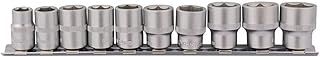 Draper 16400 Square Drive Socket 10 Pieces Set on Metal Rail, 3/8" Length