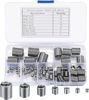 60 Pcs Self-Tapping Thread Inserts, Helicoil Thread Repair Insert, Thread Repair Kit, M3 M4 M5 M6 M8 M10 M12 Internal Thread Set for Metal Plastic Processing Industry