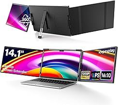 14.1" Laptop Screen Extender FHD 1200P IPS Portable Monitor for Laptop Triple Dual Monitor Setup Compatible with Windows Mac Android Chrome Fits 14-17.3 Inch Laptops
