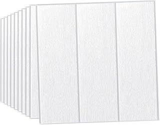 3D Wall Panels White Waterproof 35 * 35cm Self-Adhesive Wood Panels for Walls Wall Sticker 3mm Soft Foam Panels Original Wood Grain Panelling Ceiling Tiles,10PCS