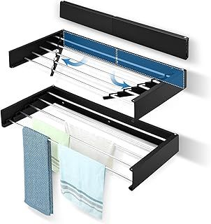 GJCrafts Drying Racks, 80cm Retractable Wall-Mounted Clothes Drying Rack, Drying Rack Collapsible Folding for Indoor and Outdoor, Compact and Concise Design, Saving Space