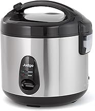 Judge Stainless Steel Rice Cooker 1.8L For Perfect Rice Every Time, Rice Maker with Keep Warm Function, 700W, Includes Steamer Basket, Measuring Cup and Spoon