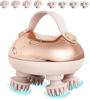 Electric Scalp Massager, arboleaf Waterproof Head Massager Scalp with Replacement Silicone Heads for Hair Growth, Handheld Massager for Deep Cleansing, Body Relief, USB Rechargeable Cat Massager