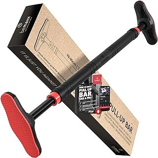 Pull Up Bar Door Frame NO Screws + Exercise E-Book | Professional Chin Up with Padded Handles | Extra Wide Dip Workout Bars for Hanging in Doorway at Home without Drilling, Indoor Mounted Gym Fitness