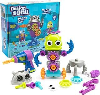 Learning Resources Design & Drill Robot Workshop, Robot Toys for Kids, Kids Building STEM Toy, Take Apart Toy with Working Kids Drill, Toy Gifts for Ages 3 4 5 6+
