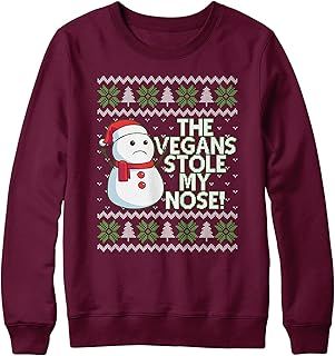 Purple Print House Vegan Snowman Christmas Sweater Mens The Vegans Stole My Nose Christmas Jumper Vegetarian