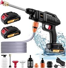 Cordless High Pressure Washer Gun, 21V Handheld Washer Kit 1500W Cordless Pressure Washer, Cordless Power Washer with 2 Nozzle, 16.5ft Hose, 2 Batteries for Car Floor Gardening Cleaning