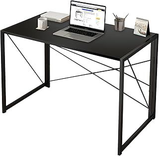Folding Computer Table, 100x50x75cm Folding Desk Home Office Laptop Desk for Small Spaces Modern Simple Style PC Table Coffee Table Writing Small Desk, Metal Frame, Black