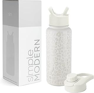 Simple Modern Water Bottle with Straw and Chug Lid | Insulated Stainless Steel Water Bottle for Sports Gym | Summit Collection | 950ml | Cream Leopard