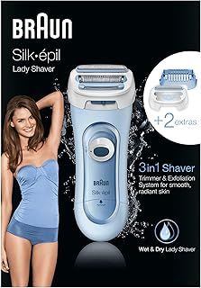 Braun Silk-épil 5 Lady Shaver, 3-in-1 Electric Shaver, Trimmer and Exfoliation System, Wet & Dry, 5-160, Blue