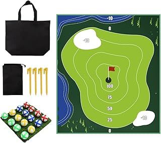 Taylor & Brown Portable Indoor Outdoor Golf Game Set with Chipping Golf Play Mat, Hitting Mats, and Golf Training Aid Equipment for Home Backyard Practice - Includes 16 Golf Balls