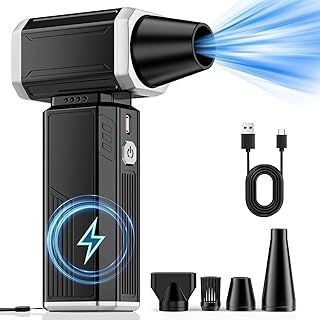Compressed Air Duster, Super Powerful 180000 RPM Turbo Fan Stepless Speed Adjustable Powerful Blower High Speed Duct Fan-Air Broom for Auto Keyboards Home Outdoor Dust Rain Snow Leaves Removal