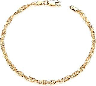 9ct Yellow Gold on Silver 7.5 inch Fancy Bracelet - Singapore Link