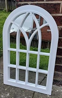 Window FA9 WHITE ELEGANT VINTAGE STYLE INDOOR/OUTDOOR GARDEN LIGHT WIEGHT, DURABLE FRAME ANY WEATHER ORNAMENT WALL MIRROR, 50cm x 76cm