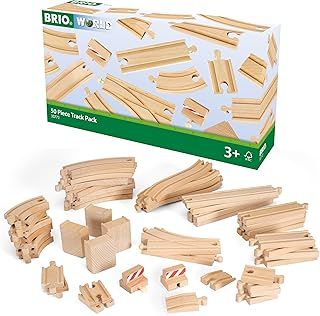 BRIO World 50 Piece Train Track Pack for Kids Age 3 Years Up - Wooden Railway Accessories and Add Ons