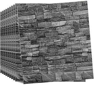 Snewvie 10PCS 3D Wall Panels 70×77cm Brick Wallpaper Self Adhesive DIY Stickers Waterproof PE Foam Tiles for Bedroom Kitchen Living Room Bathroom Home