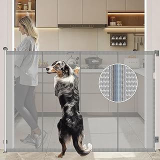 Extra Tall Retractable Baby Gate with Reinforced Strips, Up to 200cm Wide, Prevent climbing over, Slient Operation Retractable Safety Pet Gate for Dogs Cats