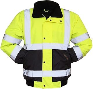 Men's Hi Vis Bomber Jackets Soft Warm Cosy Waterproof Hi Viz Work Safety Security Bomber Jackets
