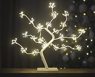 Marco Paul Christmas Twig tree white with warm led lights indoor Christmas decorations home decor twig tree with lights Halloween tree wedding decor outdoor decor (50cm)