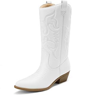 DREAM PAIRS Women's Comfortable Winter Western Boots,Waterproof Mid Cowboy Boots for Ladies,Beautiful and Stylish Party and Character Dress Up Boots