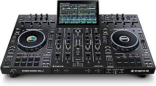 Denon DJ PRIME 4+ Standalone DJ Controller with Stem Separation on 4 Decks, Wi-Fi Streaming, Drop Sampler Mixer, 10.1" Touchscreen, Light Control