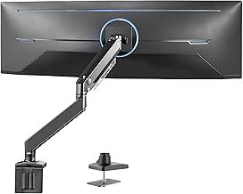 VIVO Premium Aluminum Heavy Duty Monitor Arm for Ultrawide Monitors up to 49 inches and 33 lbs, Single Desk Mount Stand, Pneumatic Height, Max VESA 100x100, Black, STAND-V101G1