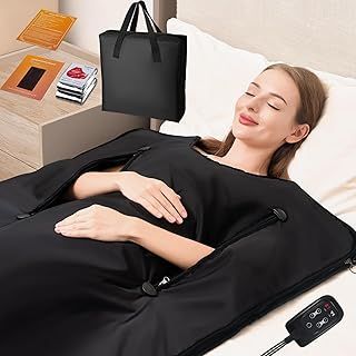 MIXC Infrared Sauna Blanket with Arm Holes for Home Use, Portable Design and Full Body Detox & Relaxation, Highest 176℉, 20-60 Minutes Timer, 6 ft x 2.65 ft Jet Black
