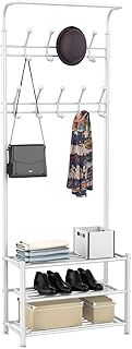 Yaheetech Coat Stand, Shoe and Coat Rack for Hallway, Free Standing Coat Stands with Shoe Storage for Hallway/Entryway/Living Room,187cm Height, White