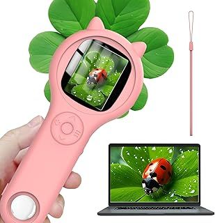 500X Handheld Digital Kids Microscope, 2MP Mini Pocket Rechargeable Microscope, 2.0" Portable Handheld Magnifying Glass Microscopy, Educational Science Kit Toys Science Gadget Christmas Birthday Gifts