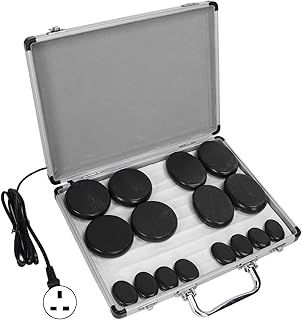 Massage Stone Warmer Set, Portable Electric Hot Stones Massage Set with 16 Basalt Massaging Rocks in 3 Different Sizes, Basalt Hot Stones for Spa, Home, Relaxing, Healing(UK)