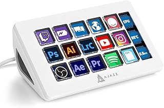 AJAZZ AKP153, Streamer Studio Controller Deck, 15 Macro Keys, Versatile Side Screen, Trigger Actions in Software Like OBS, Twitch, for Content Creators, Streaming, Gaming, Works with Mac/Win/PC, White