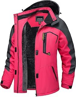 Women's Waterproof Jacket Winter Skiing Outdoor Walking Fleece Coat with Detachable Hood