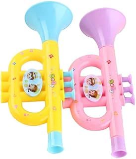 2Pcs Plastic Trumpet Toy Horn Hooter Early Musical Instrument Educational Toys for Children Random Color, Baby Trumpet