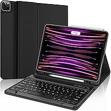 SENGBIRCH iPad Pro 12.9 Keyboard Case for 2022 6th Generation / 2021 5th Generation, Detachable Keyboard Case for iPad Pro 12.9 Inch 2022 2021/2020/2018 5th Gen/4th Gen/3th, Black