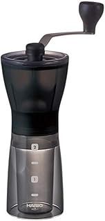 Hario, Transparent Black Mini Mill Plus | Compact & Adjustable Hand Coffee Grinder with Ceramic Burrs, Plastic,24g