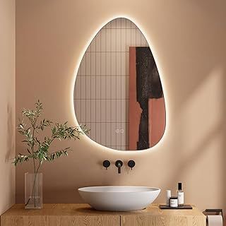 Dripex LED Bathroom Mirror with Lights, 800 * 550 MM Asymmetrical Light up Backlit Mirror Bathroom Anti Fog Mirror Dimmable Switch with 3 Colors,Horizontal/Vertical