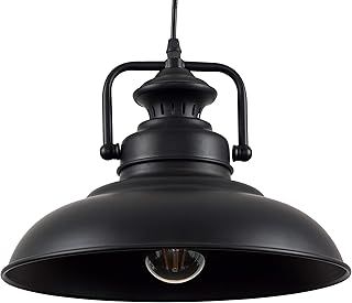MiniSun Industrial Style Matt Black Metal Ceiling Pendant Light Fitting