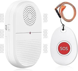 DAYTECH Personal Alarm for Elderly, Wireless Portable Vibration Caregiver Pager Panic Alarm 300ft Range Emergency Call Button for Patient with1 Portable Battery Power Receiver & 1 Call Button