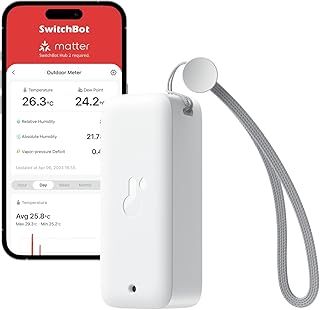 SwitchBot IP65 Indoor Outdoor Hygrometer Thermometer Wireless 3Packs, 100m Bluetooth Range, Refrigerator Thermometer, Dewpoint/VPD/Absolute Humidity Sensor, 2-Year Battery Life, Free Data Storage
