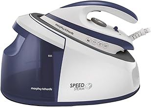 Morphy Richards SpeedSteam Steam Generator Iron, Non Stick Ceramic Soleplate, 240g Boost, 140g Output, 5.5 Bar Pressure, Detachable 1.7L Water Tank, 3000W, White and Purple, 333202