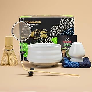TEANAGOO Matcha Tea Set, Japanese Tea Set, Matcha Bowl, Matcha Bamboo Whisk, Scoop, Sifter, Matcha Whisk Holder, Matcha Whisk Stand, Matcha Whisk Set MSB-1,Matcha