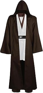 Bichingda Costume Adult Tunic Costume Knight Cloak Brown Jedi Hooded Robe Vest Shirt Pants Suit Outfits for Halloween