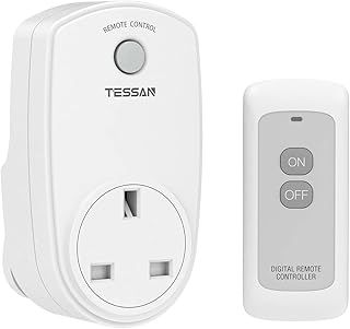 TESSAN Remote Control Plug Socket UK, Remote Control Socket with 30m Operating Range, Wireless Light Switch ork for Household Appliances
