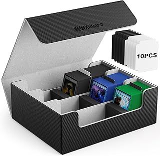 Mlikero Card Deck Case for Trading Cards 1800+, Leather Magnetic Closure Commander Storage Box Magic Card Protectors Fit for YuGiOh, MTG and Sport Cards