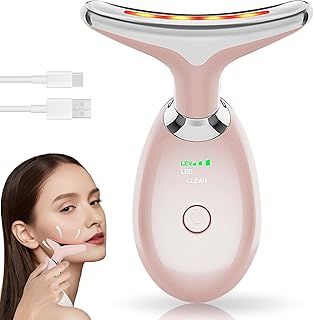 Facial Massager,7-in-1 True Beauty Glow Facial Massager,Anti-Aging Neck and face Massager with 3 Modes,Wrinkle Removal Firming face Sculpting Device,for All Women(Pink)