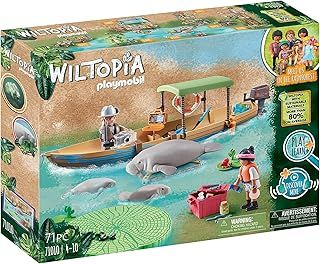 Playmobil Wiltopia 71010 Boat Trip to the Manatees with Toy Animals, Sustainable Toy for Children Ages 4+